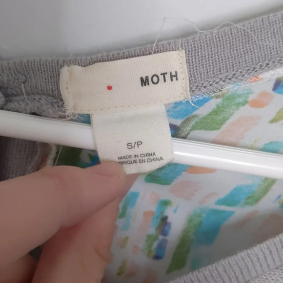 Anthro Moth Botanic Button Back Gray Sweater - Picture 3 of 5